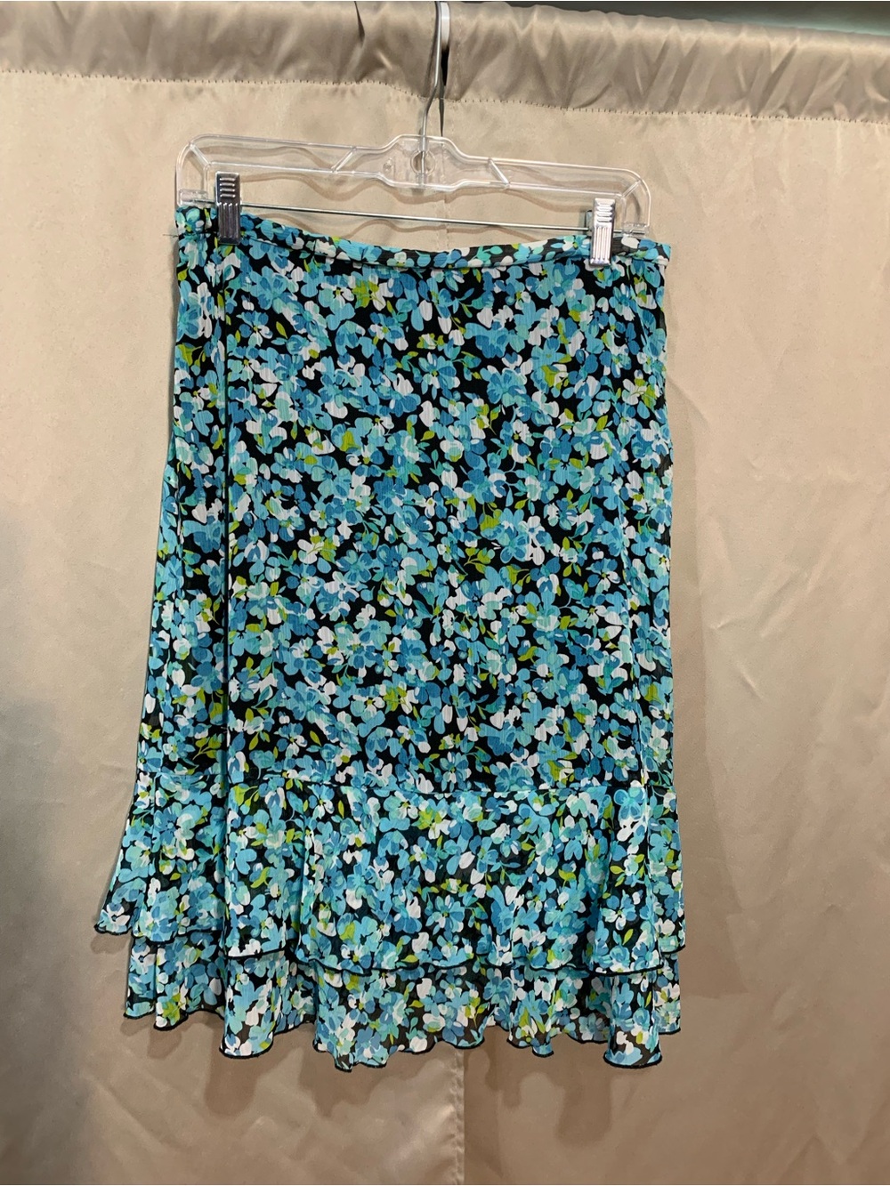 Christopher & Banks Blue Floral A-Line Tiered Skirt #73/2